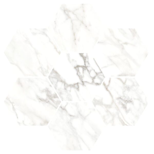 Luca Grey 4" Hex Mosaic Satin tile