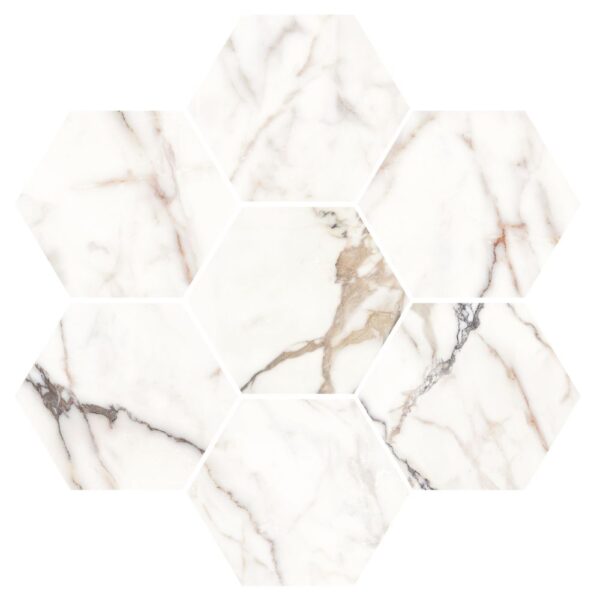 Luca Oro 4" Hex Mosaic Satin tile