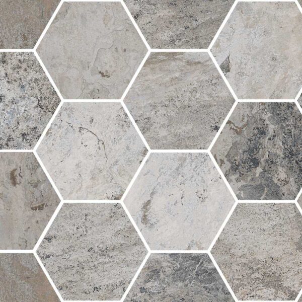 Meta Fog 3" Hex Mosaic Matte tile