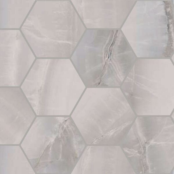 Onyx Silver 4" Hex Polished tile