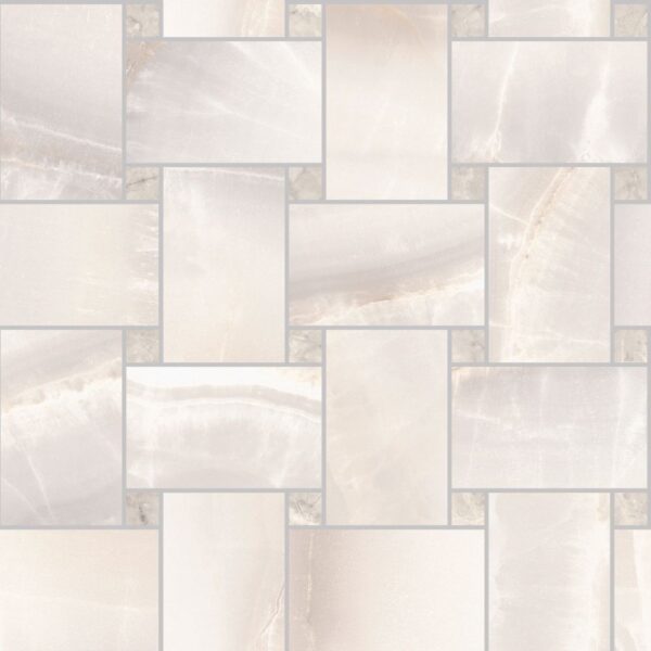 Onyx White Basketweave Polished tile