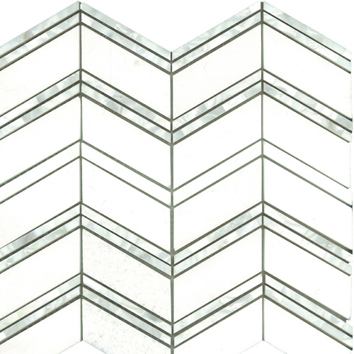 Time Square Chevron Thassos/Shell Polished tile